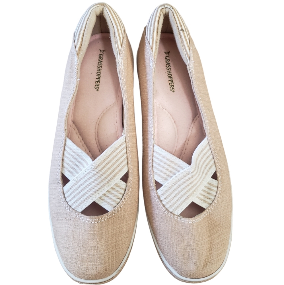 Grasshoppers Nude/Tan White Flats